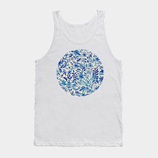 Floating Garden - a watercolor pattern in blue Tank Top